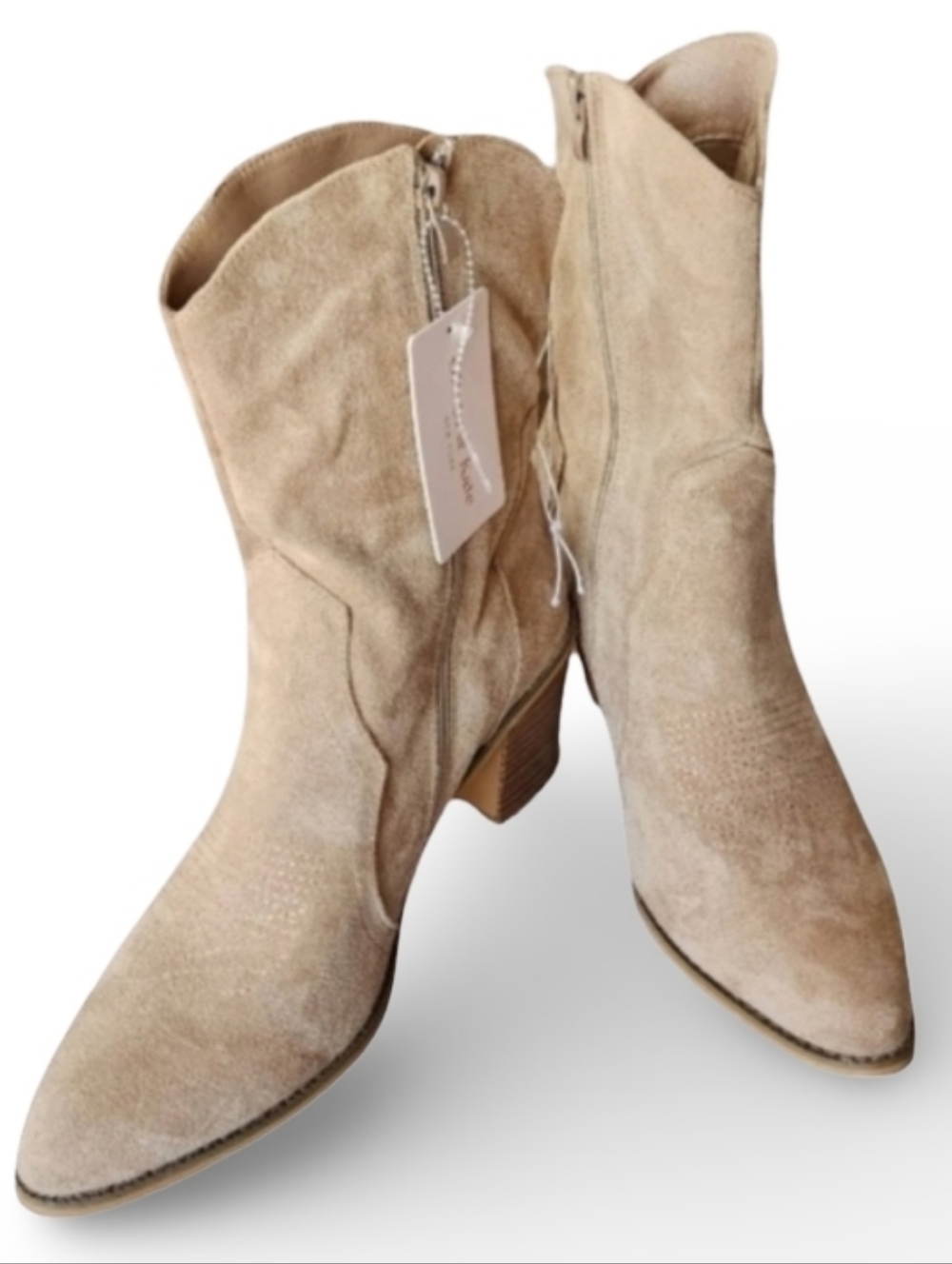 Olivia & Kate Tan Faux‎ Suede Western Boots – Size 9.5 (NWT)